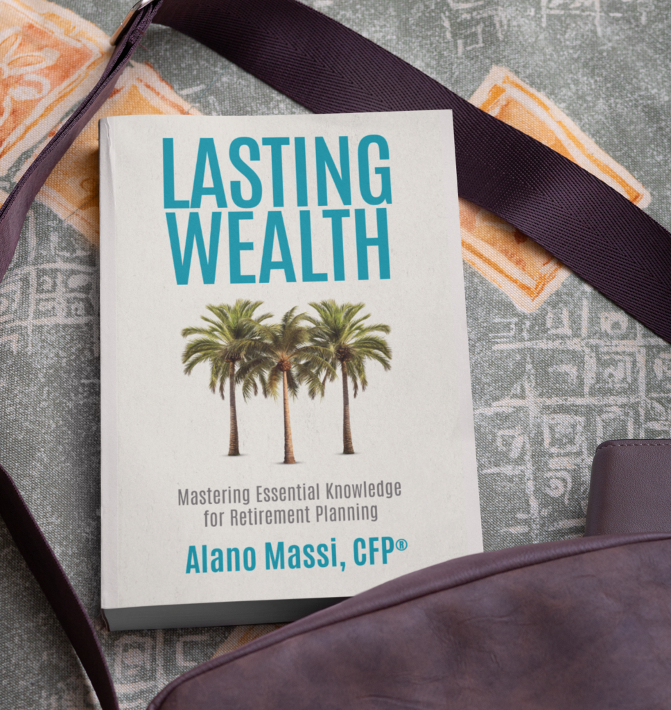 Lasting Wealth paperback resting on a leather bag